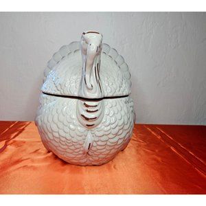 2005 Target Home Terracota Turkey White Cookie Jar Thanksgiving Collectible